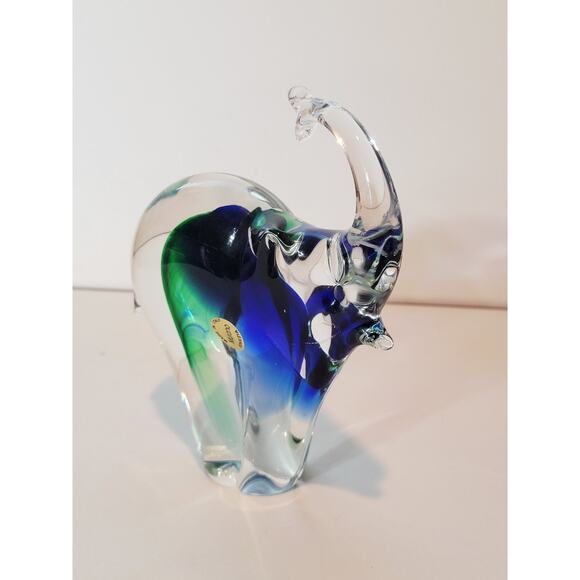 Murano Italian Art Glass Elephant Figurine Blue Green Colorful 5.5" - Picture 4 of 10